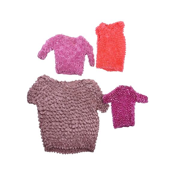 Lot of 4 Pink Y2K 90’s Bubble Popcorn Tops – Stretchy Magic Crinkle Shirt OS - Picture 1 of 4